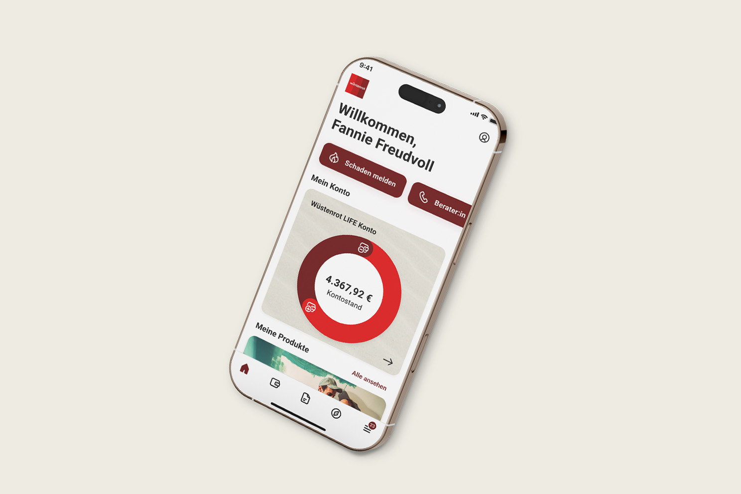 Dashboard der Wüstenrot App