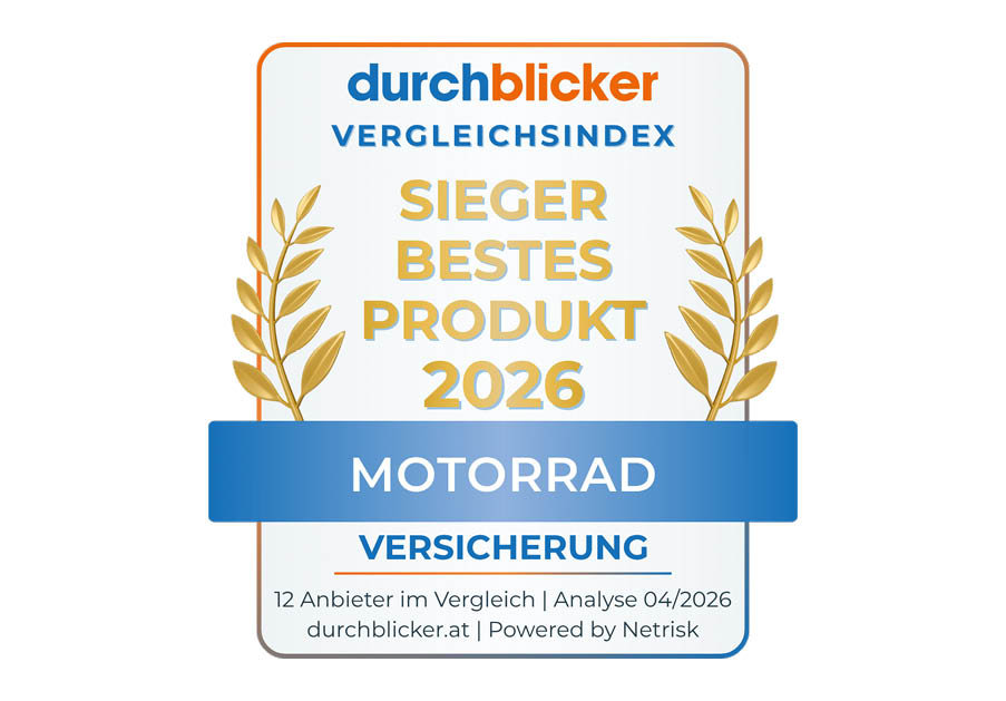 Auszeichnung der Wüstenrot Motorradversicherung in der Kategorie Sieger Bestes Produkt mit dem durchblicker Vergleichsindex