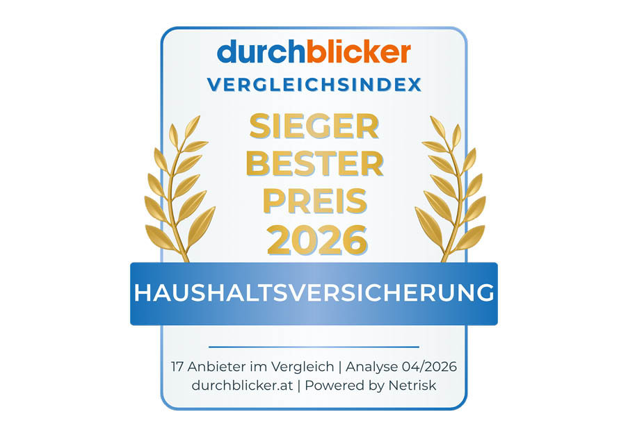 Auszeichnung der Wüstenrot Haushaltsversicherung in der Kategorie Sieger Bester Preis mit dem durchblicker Vergleichsindex