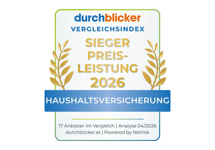 Auszeichnung der Wüstenrot Haushaltsversicherung in der Kategorie Preis-Leistung mit dem durchblicker Vergleichsindex