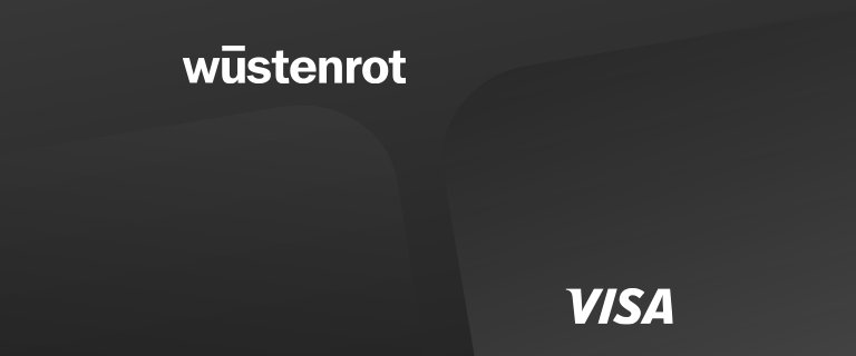 Wüstenrot - Girokonto - Platinum - schwarze Kreditkarte von Visa mit schwarzem Hintergrund - im Querformat