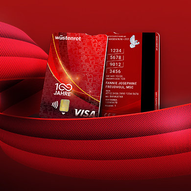 Vorder- und Rückseite der Debitkarte zum Wüstenrot Girokonto LIFE.