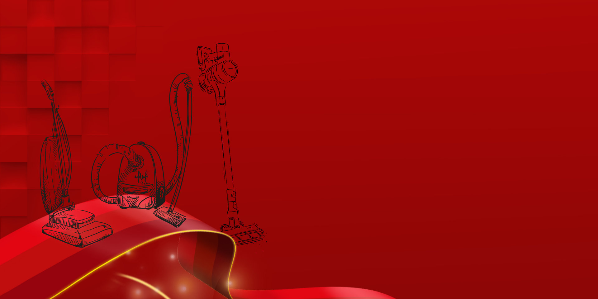 Grafik mit alten Elektrogeräten wie Staubsauger