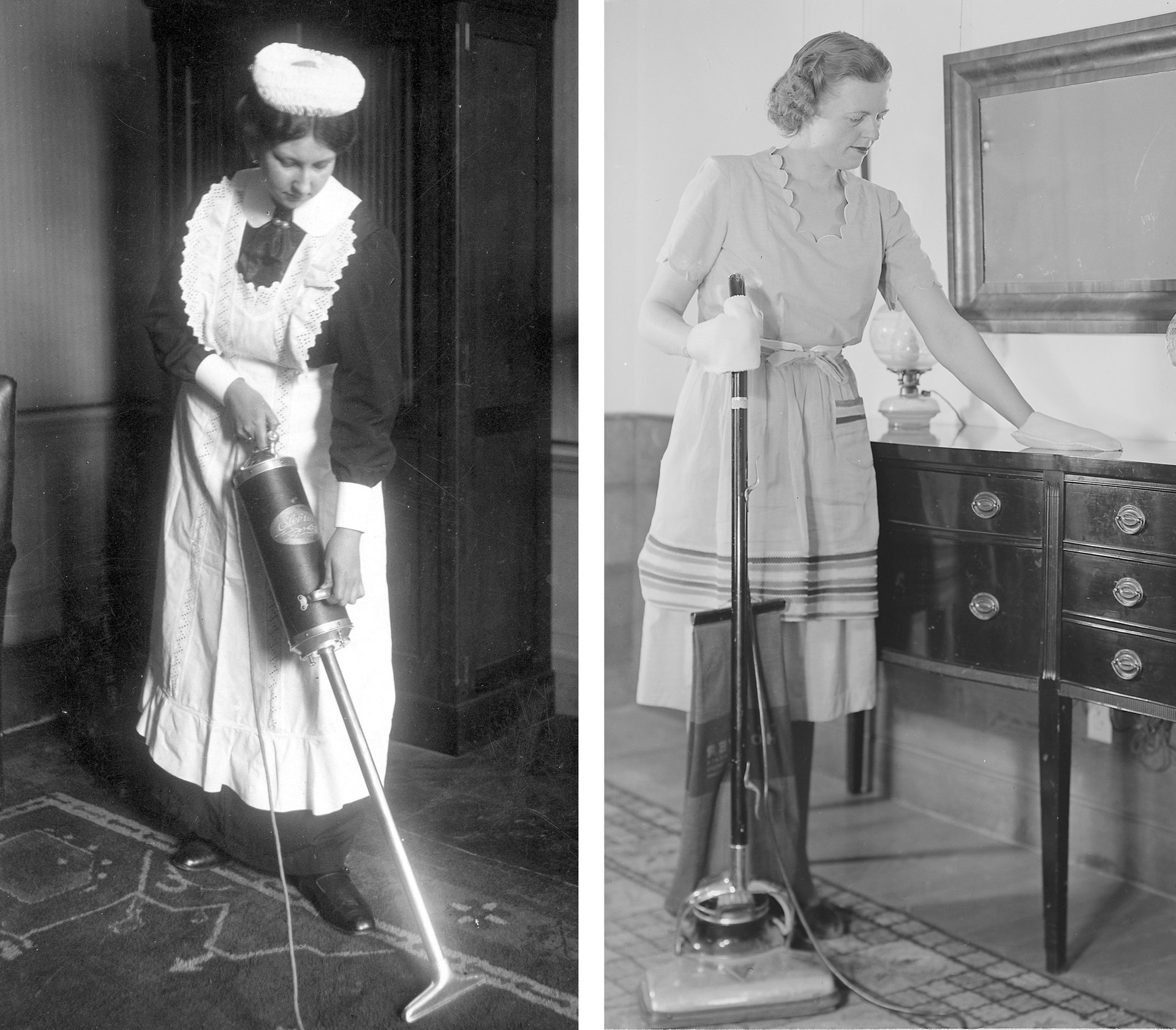 Frauen mit Staubsauger 1920/1940