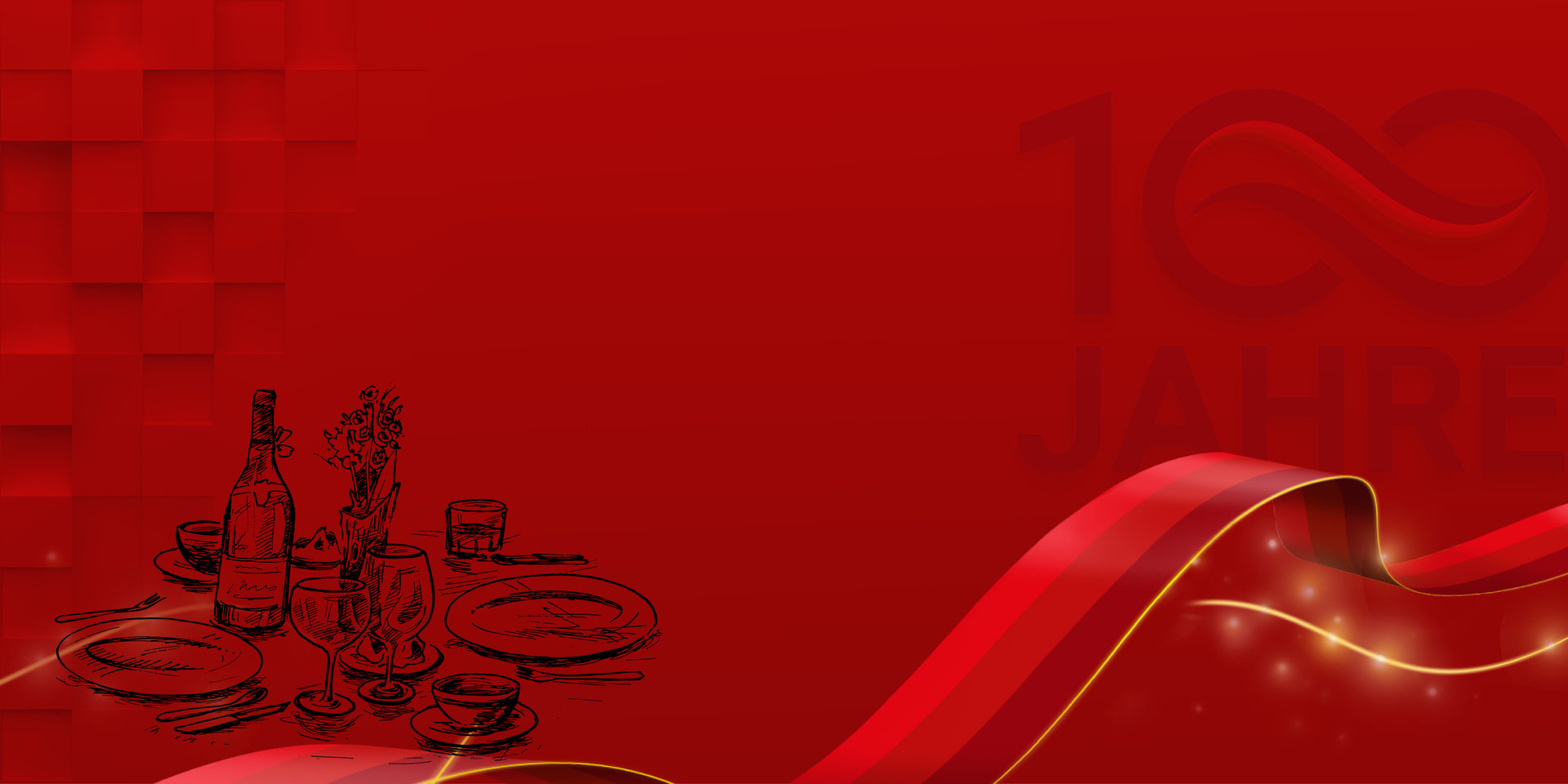 Grafik zur Tischkultur mit Teller, Gläsern und Besteck