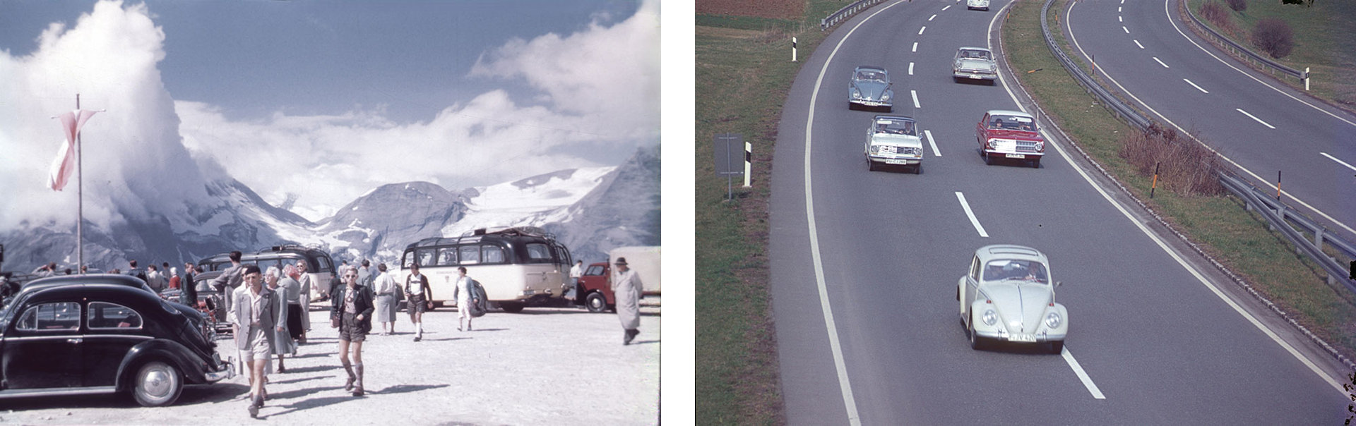 Fotos um 1960: Autos in den Alpen, Autobahn 