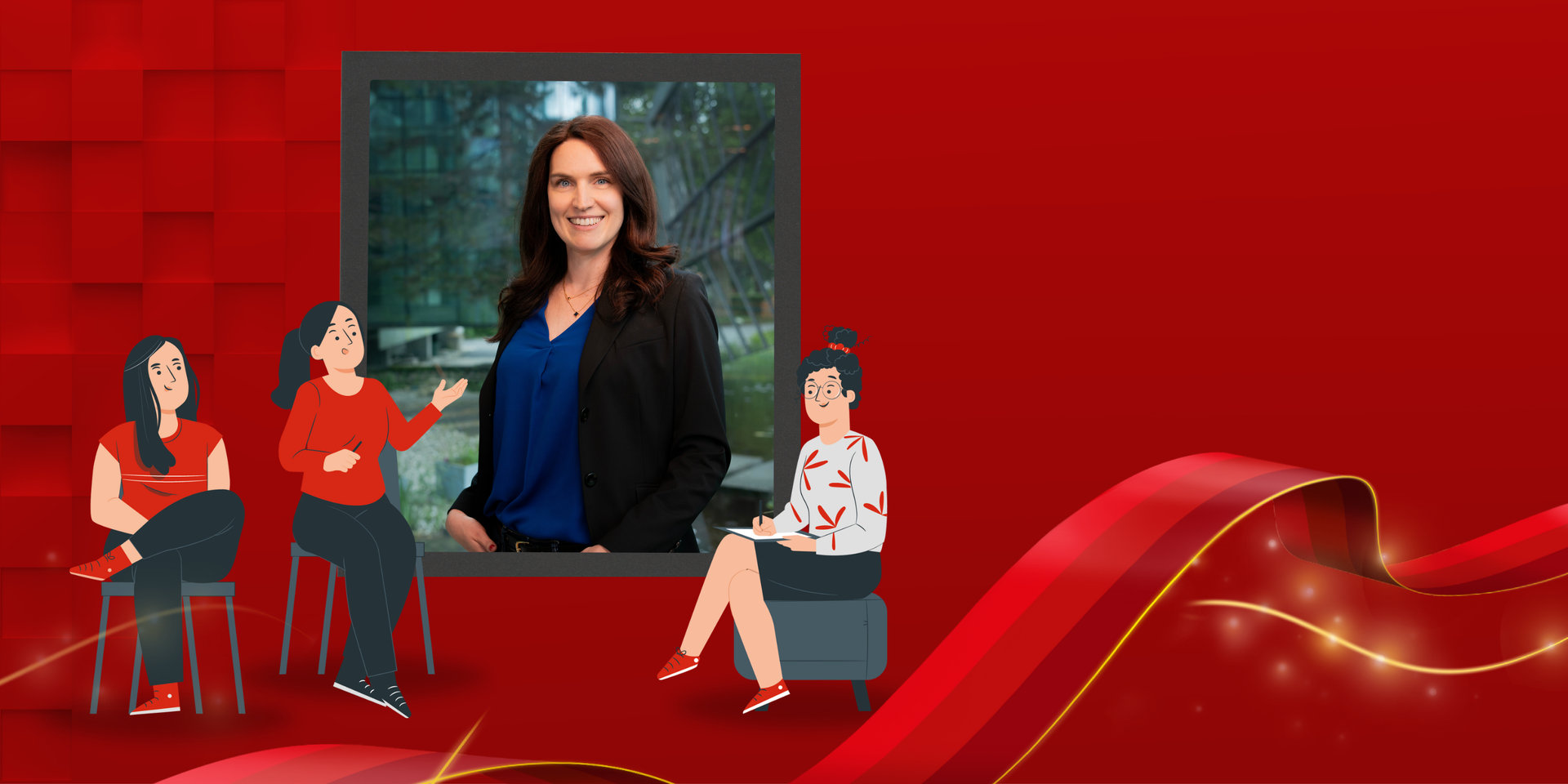 Grafik zur Interviewserie "Frauen in Führung" mit Leitung Personalservice bei Wüstenrot Marianne Stegner