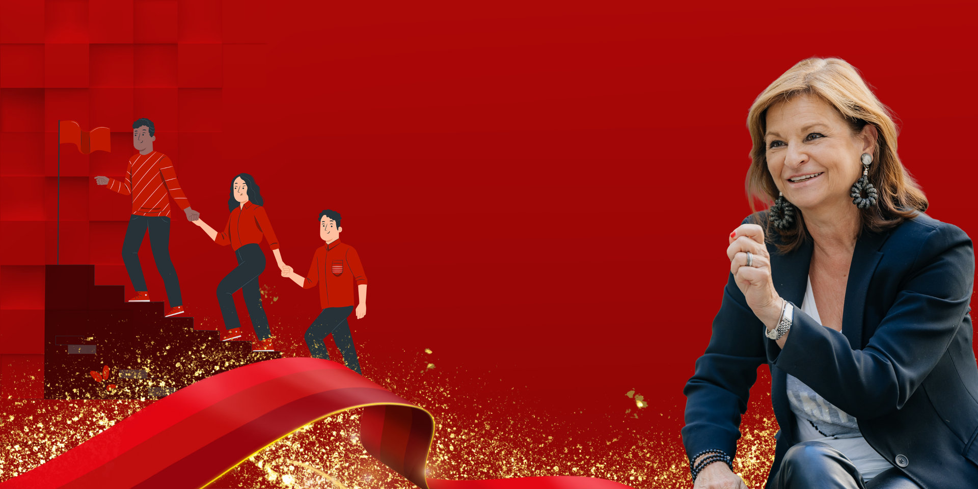 Frau mit schulterlangen braunen Haaren, dunklem Blazer und hellem Shirt