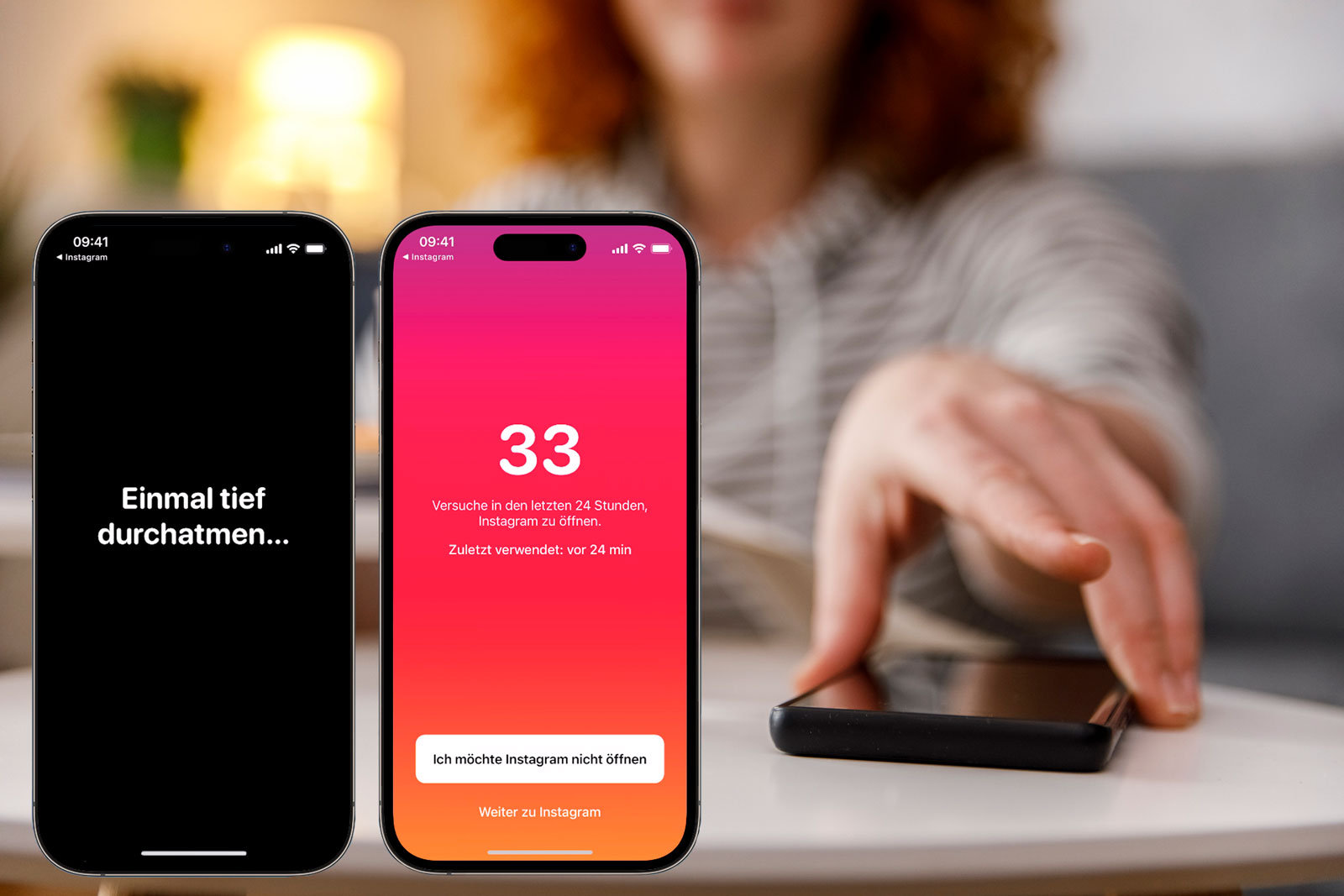 1325894592 Die App „one sec” fragt nach, ob du eine App jetzt wirklich öffnen möchtest.