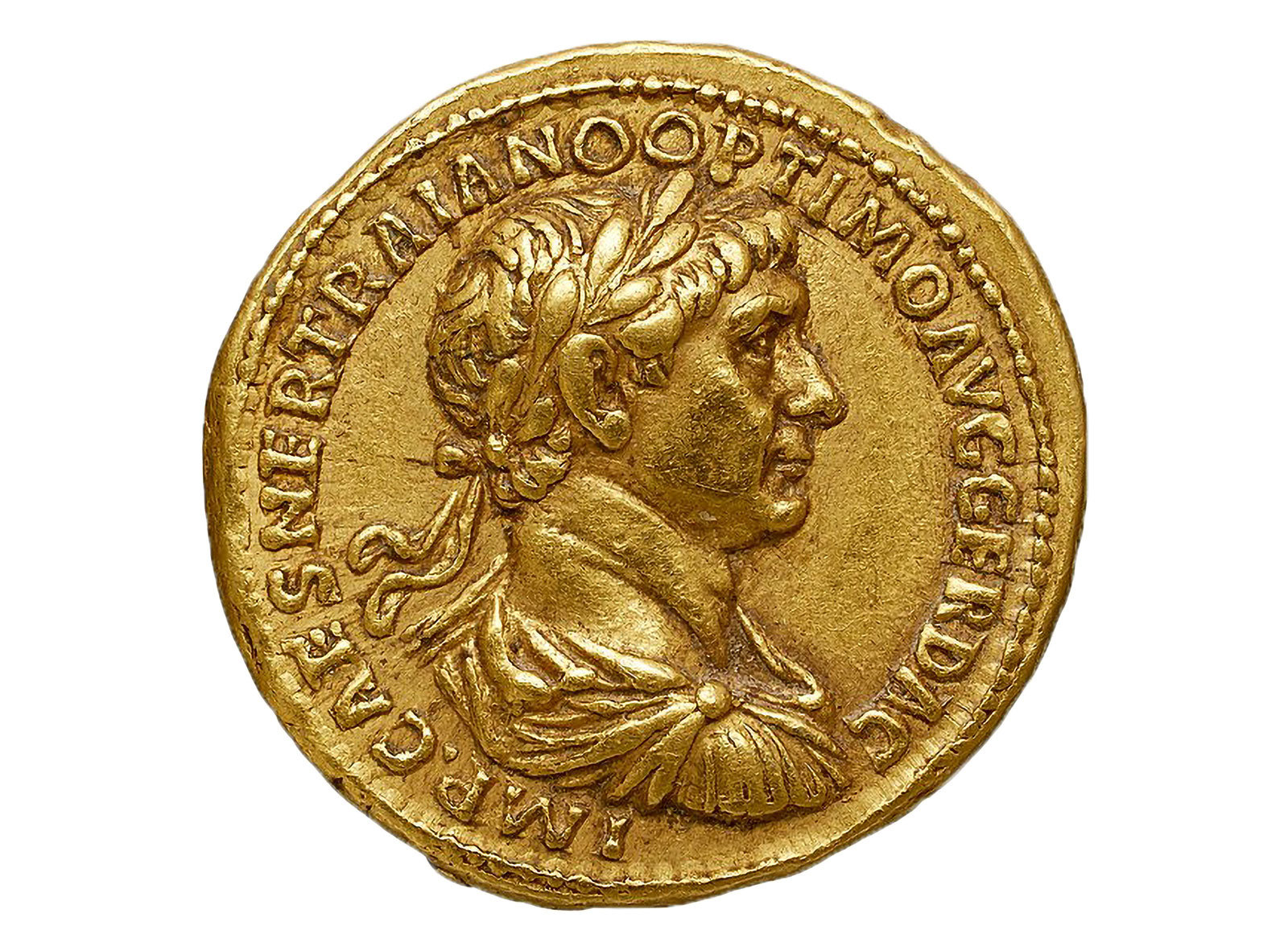 Wertgarantie: Römische Goldmünze mit dem Bildnis des Kaisers Trajan