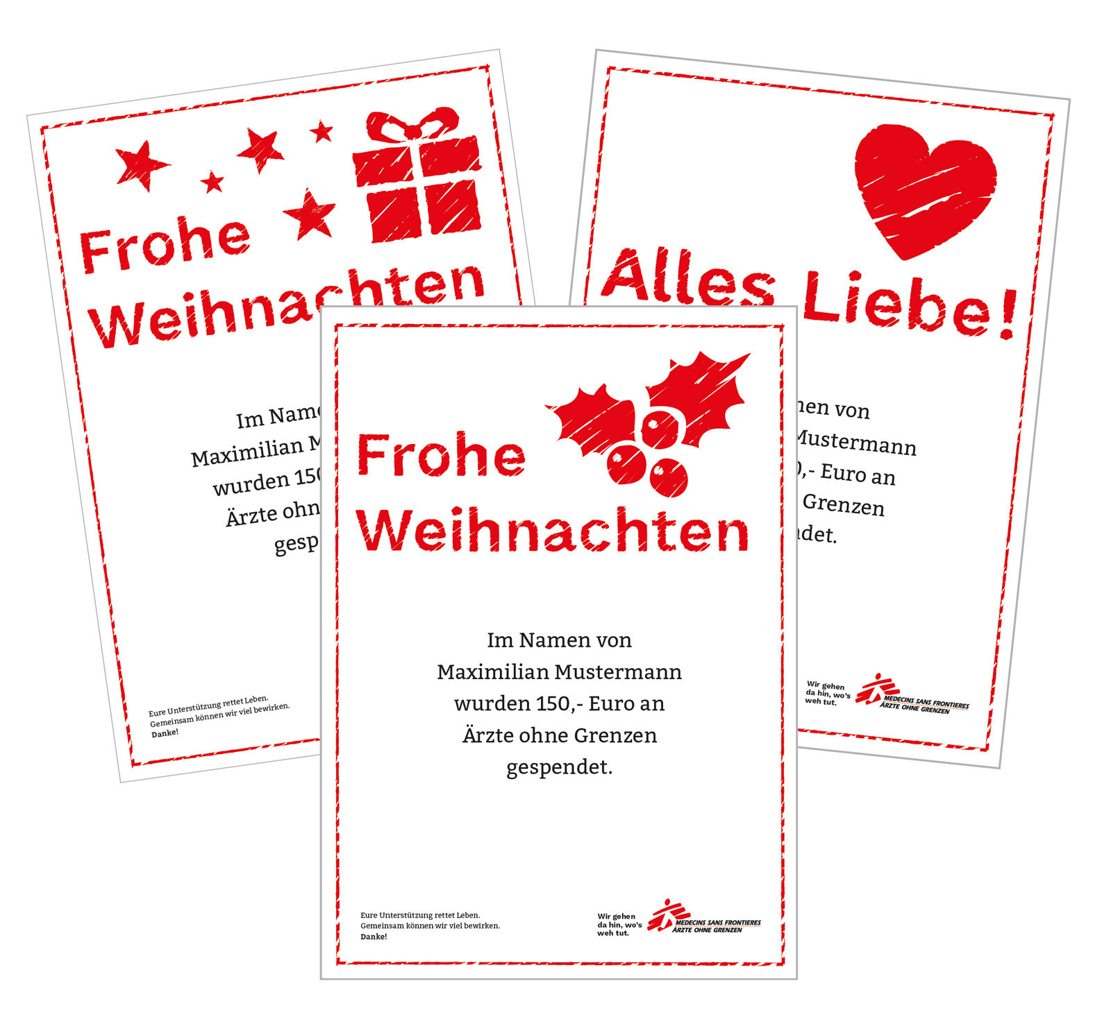 Personalisierte Geschenkurkunden der „Ärzte ohne Grenzen”