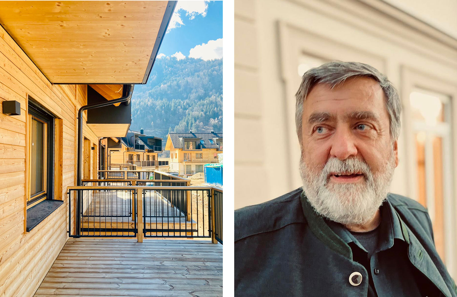 links: Loggien in Pöckau, rechts: Projektentwickler Kurt Strasser