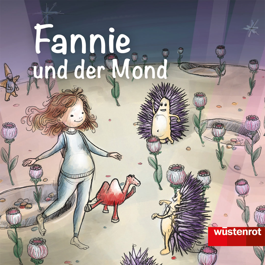 Junges Mädchen namens Fannie spaziert über die Mondoberfläche