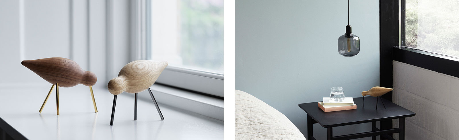 Deko-Vögel auf einem Tisch