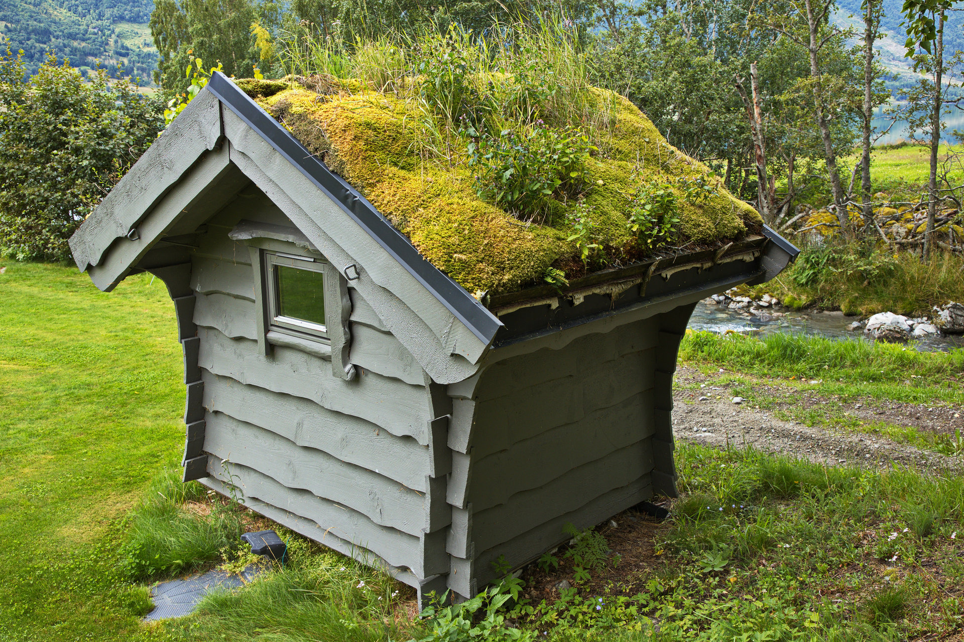 Let it Bee Wooden cottage with green roof at Hjelle, Norway, Europe