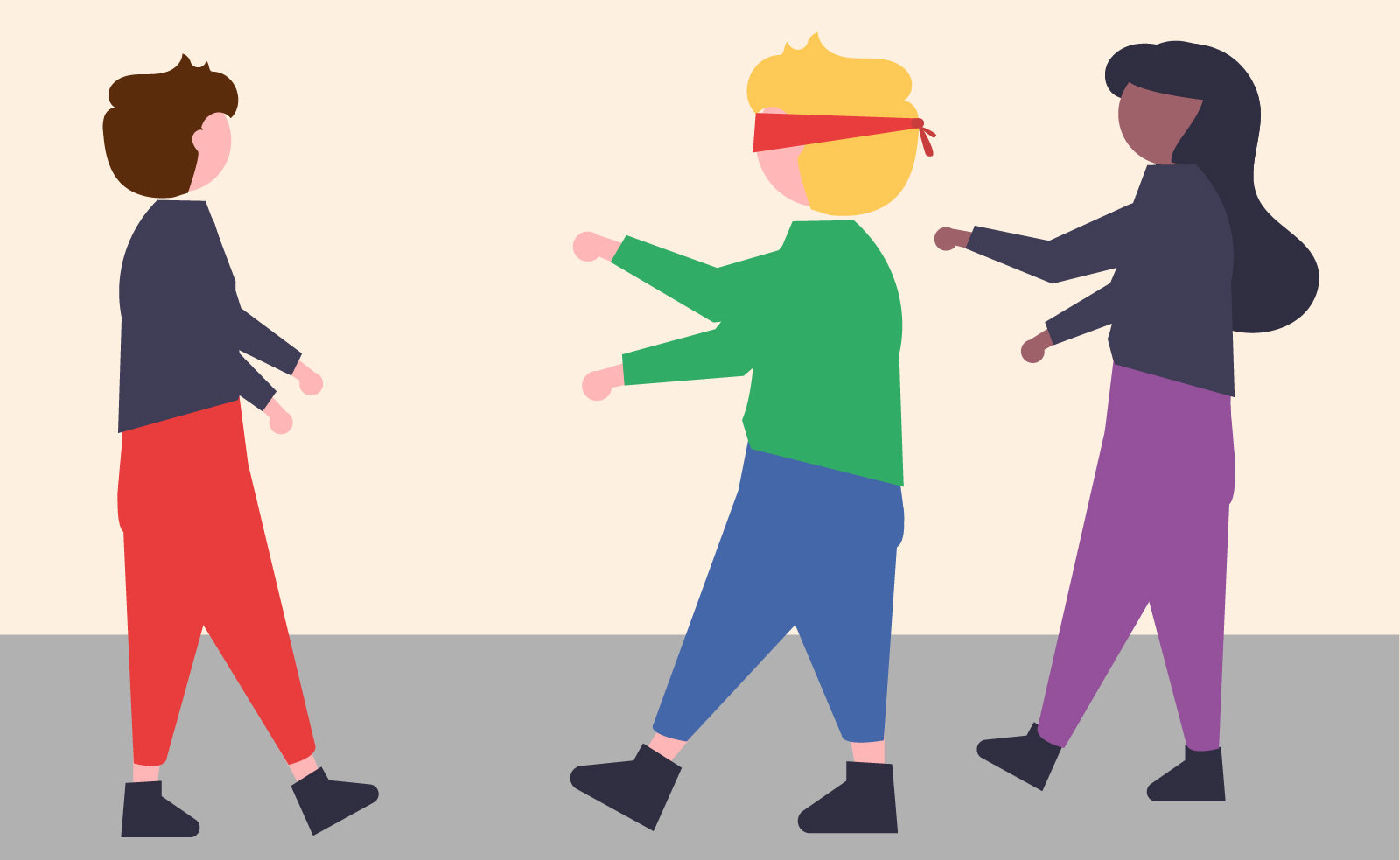 Die Blinde Kuh muss mit verbundenen Augen andere Kinder fangen.