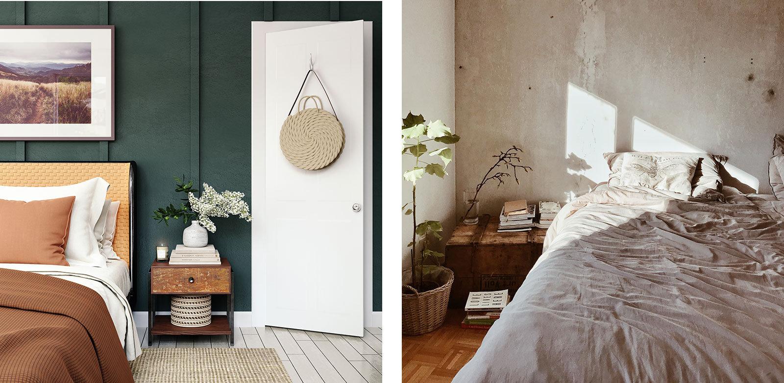 Farblich gestaltete Wände machen aus einem typische Schlafzimmer einen wohnlichen Rückzugsort.