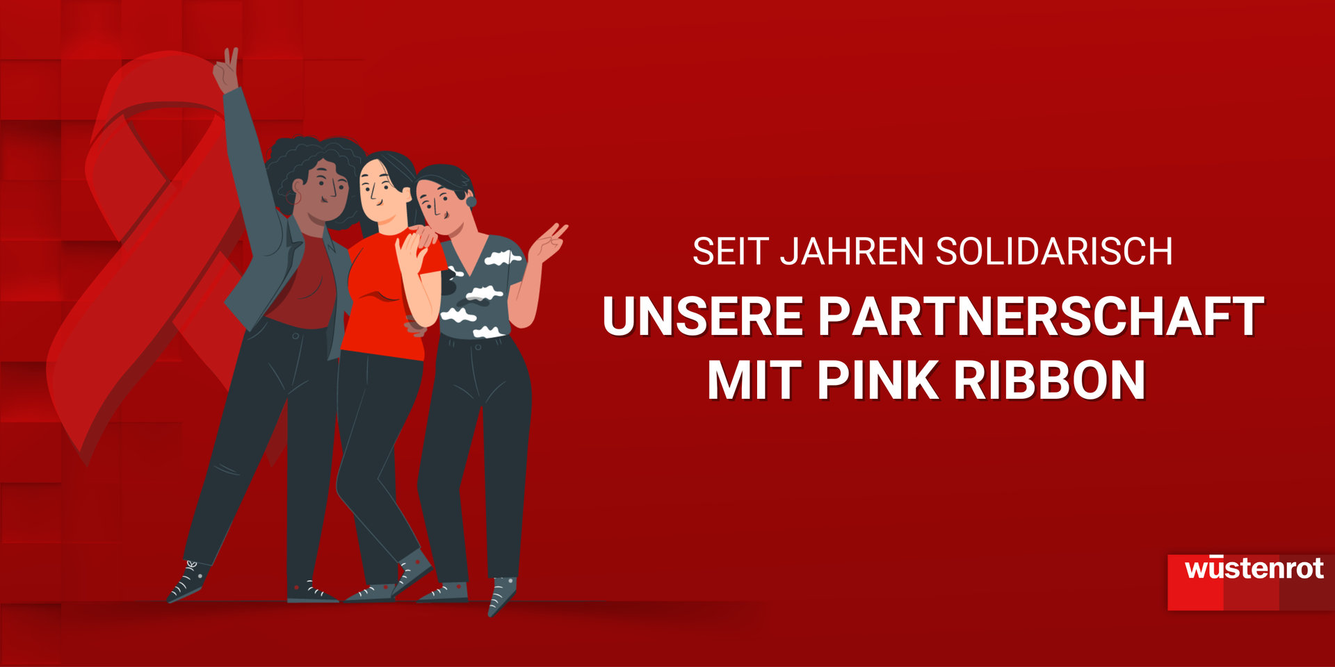 Grafik mit drei Frauen und der Pink Ribbon Schleife