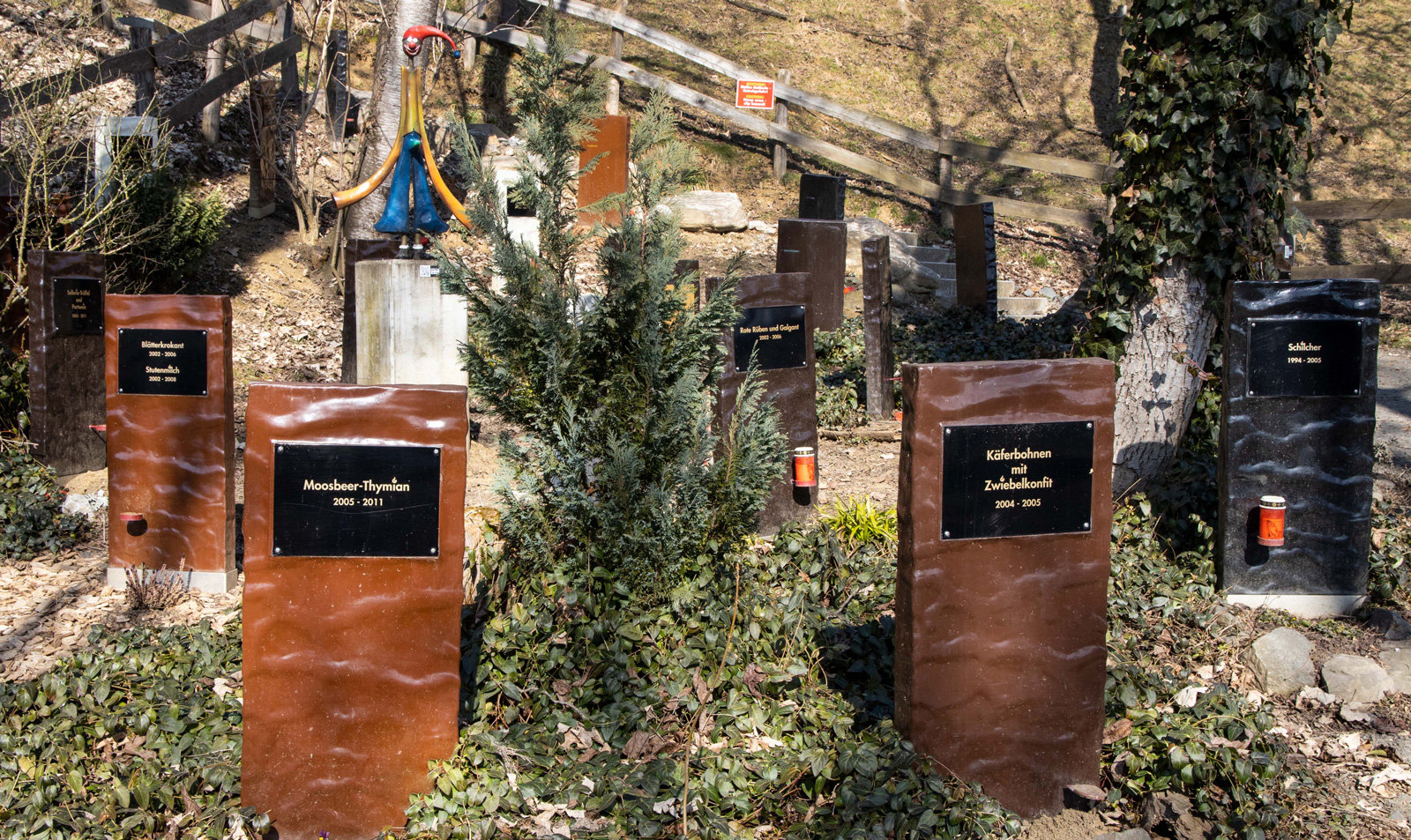 Auf dem "Friedhof der Ideen" werden Schokoladenprodukte beerdigt.