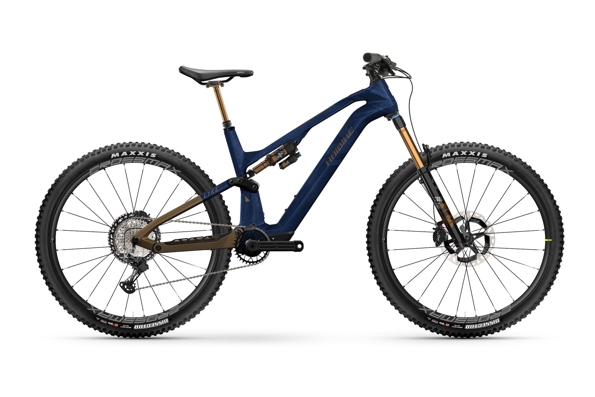 Ein elektrisches Mountainbike in der Seitenansicht