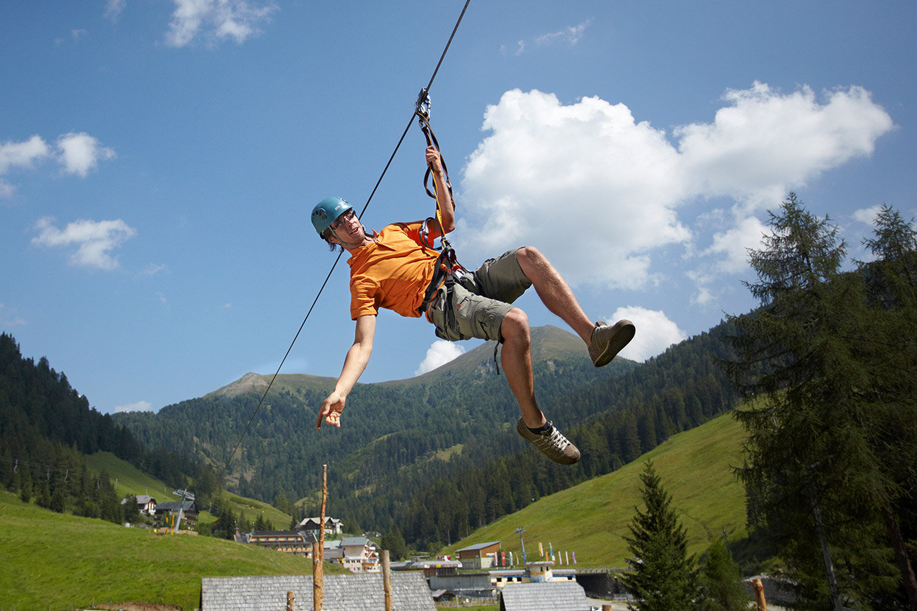 Flying Fox-Parcours im Hochseilpark Nockberge