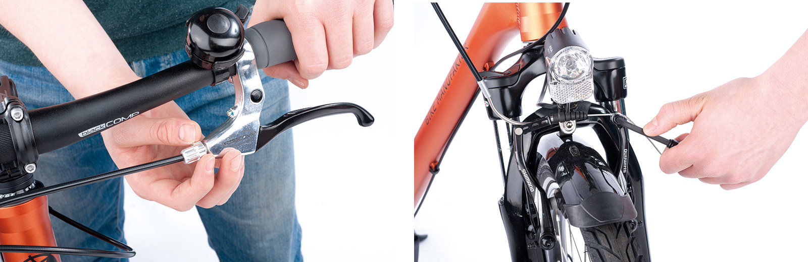 Bremsen lassen sich mit der Schraube am Hebel fester ziehen