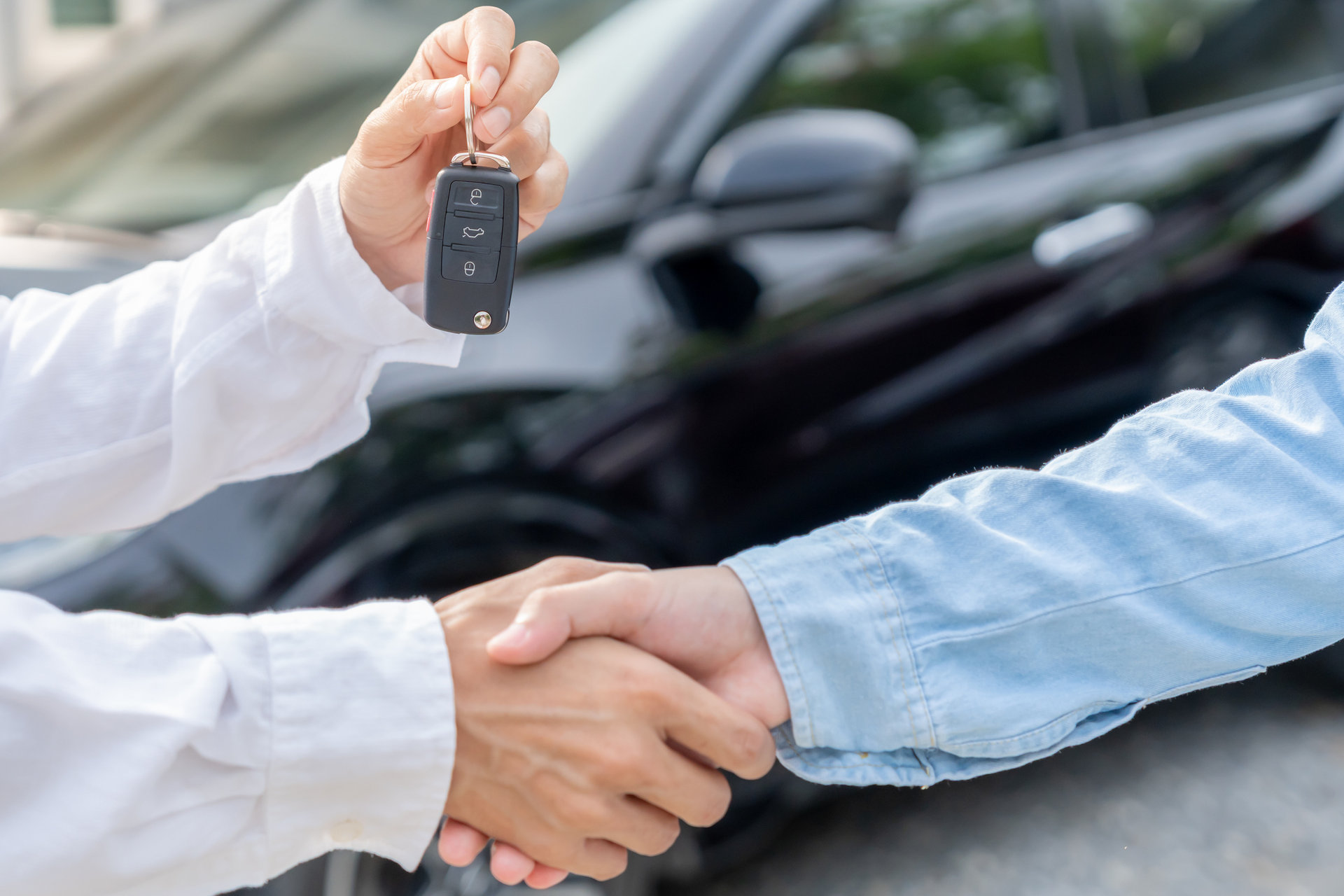 Time to say good bye lease, rental car, sell, buy. Dealership shake hand customer for new Car. Sales, loan credit financial, rent vehicle, insurance, renting, Seller, dealer, installment, car care business