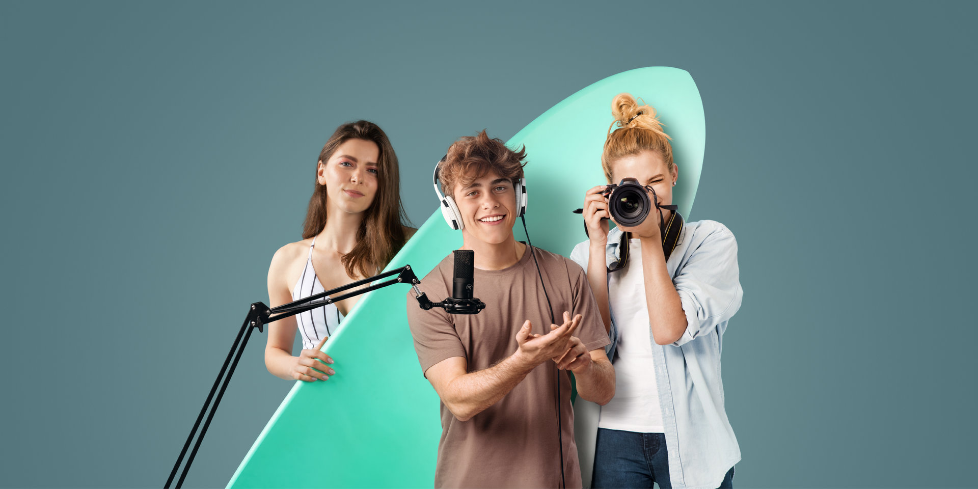 Drei junge Menschen bei der Verwirklichung ihrer Träume - eine Surferin, ein Popstar und eine Fotografin.