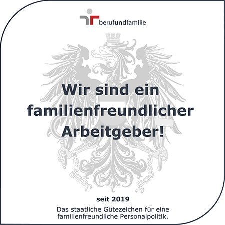 Logo Gütezeichen berufundfamilie: Wir sind ein familienfreundlicher Arbeitgeber!